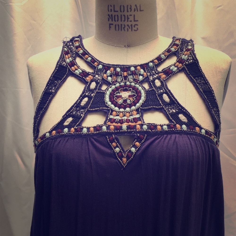 🦋Free People Drape Tunic Top with Embroidery
